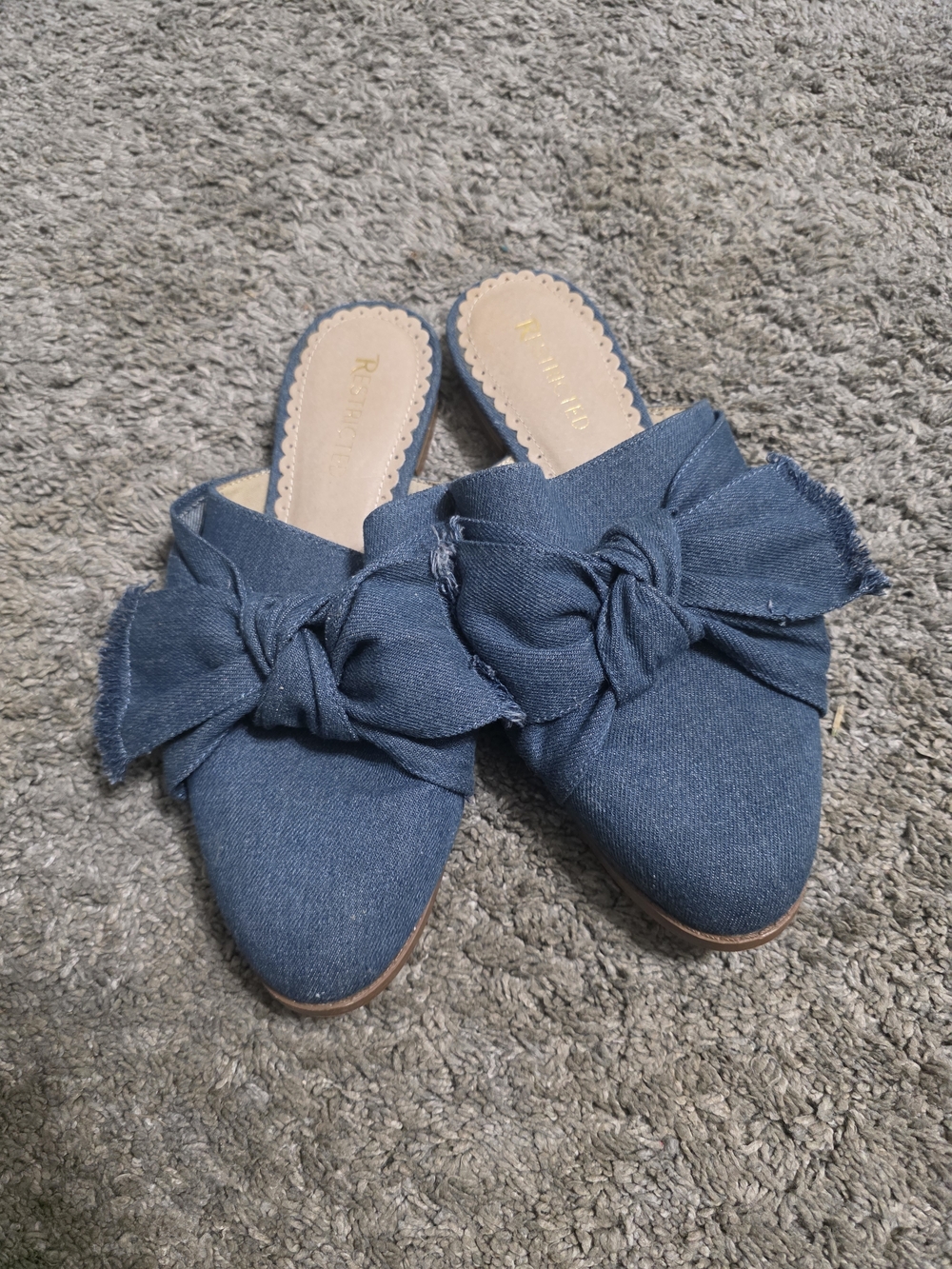 Restricted Denim Knot Mules - Blue